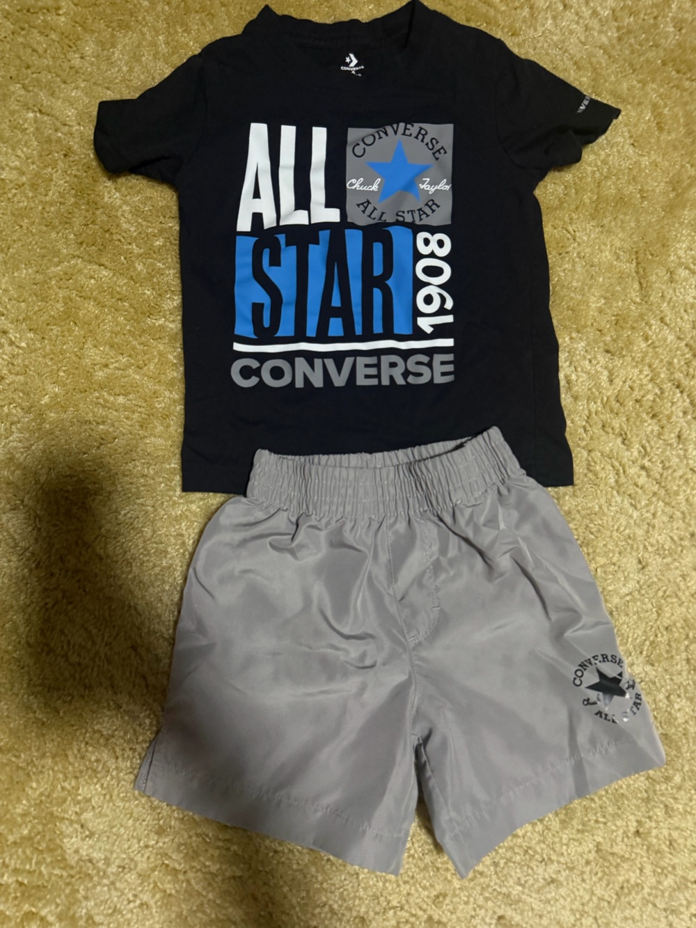 Converse Black Tee with Blue and White Graphic